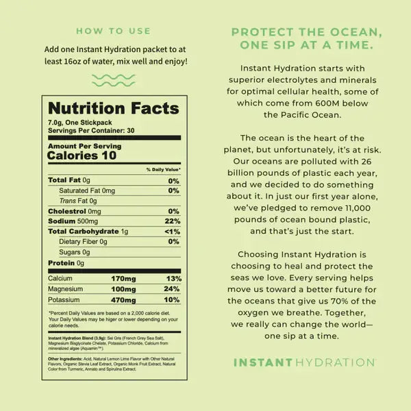 INSTANT HYDRATION Electrolyte Drink Mix: Lemon Lime