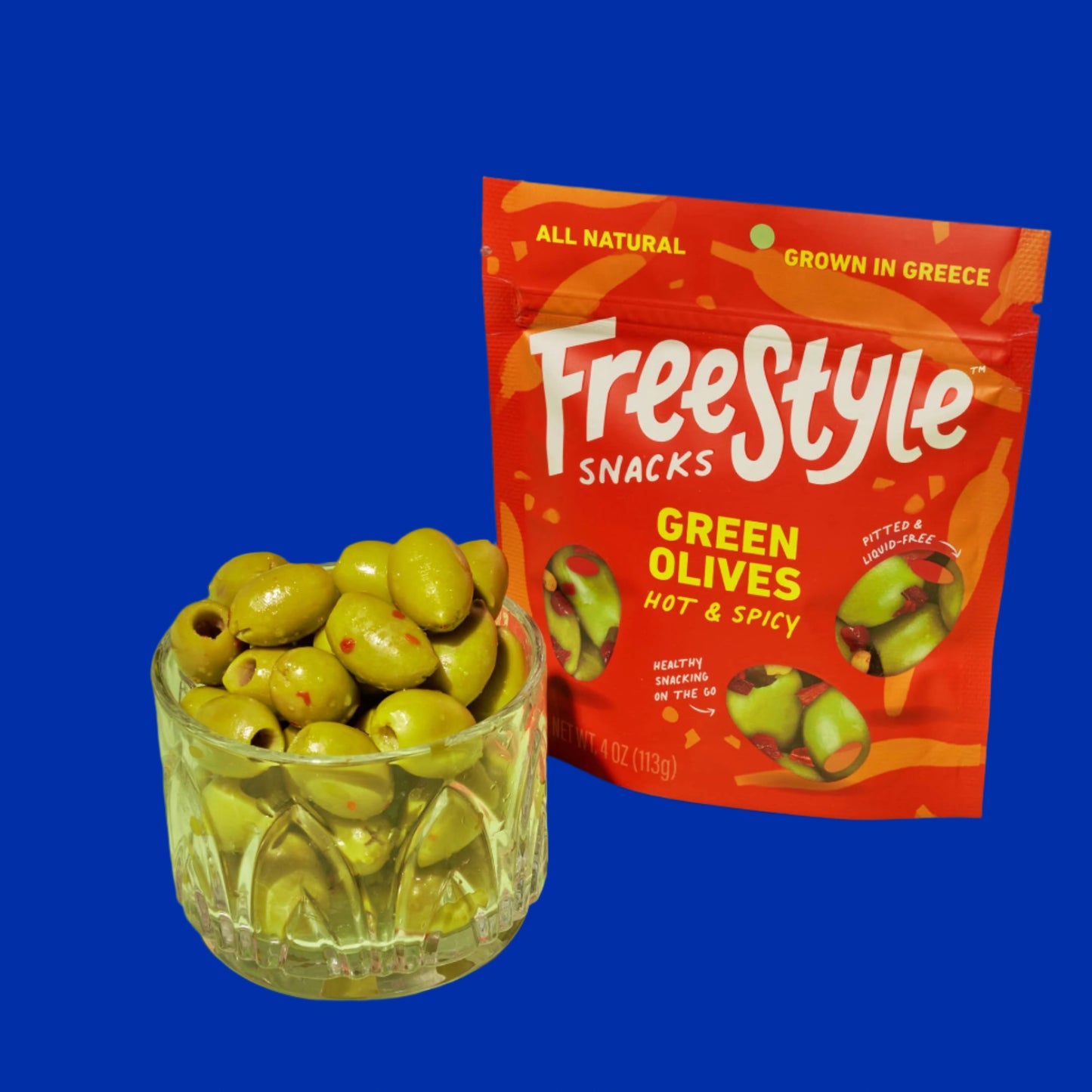 FREESTYLE SNACKS Green Olives - Hot & Spicy