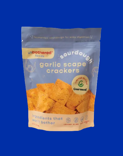 UNBOTHERED FOODS Sourdough Garlic Scape Crackers