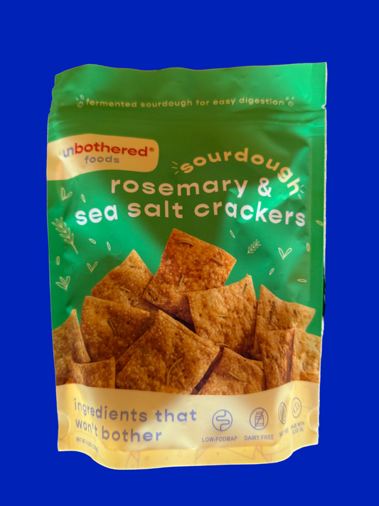 UNBOTHERED FOODS Sourdough Rosemary & Sea Salt crackers