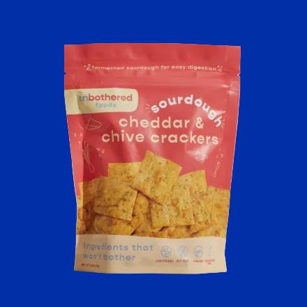 UNBOTHERED FOODS-Sourdough Cheddar & Chive Crackers - Gut-Friendly
