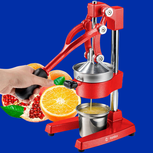 Eurolux Cast Iron Citrus Juicer | Commercial Grade Manual Hand Press | Countertop Squeezer for Fresh Fruit Juice