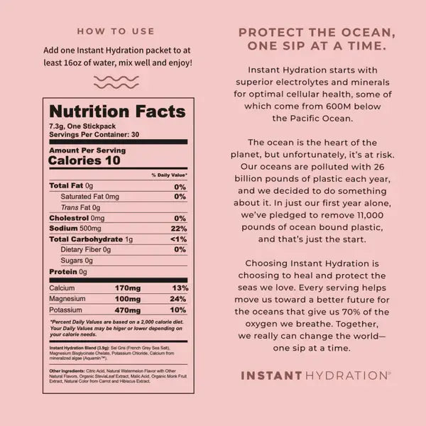 INSTANT HYDRATION Premium Electrolyte Drink Mix: Watermelon