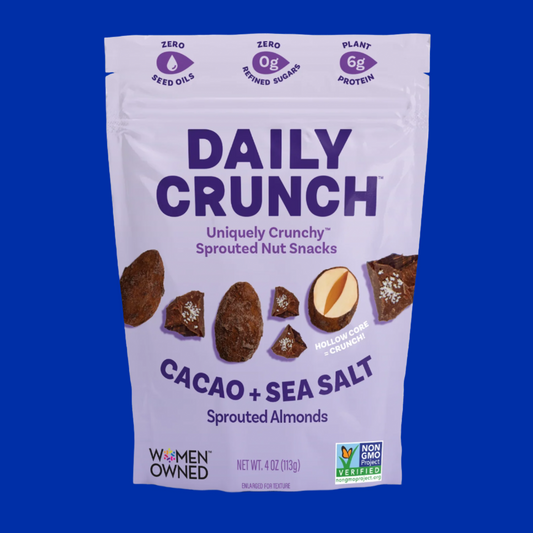 DAILY CRUNCH Cacao + Sea Salt Sprouted Almonds, 5oz Pantry Bag