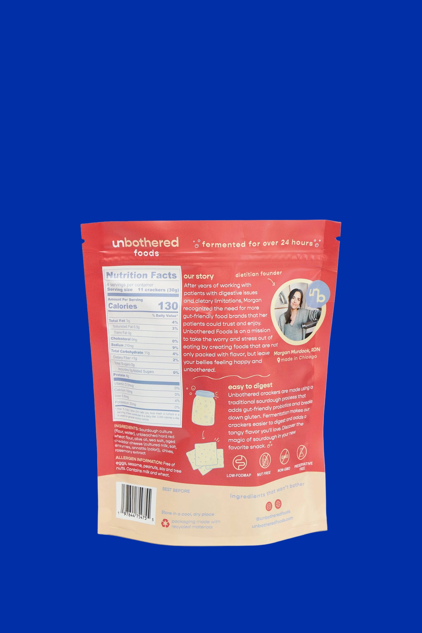 UNBOTHERED FOODS-Sourdough Cheddar & Chive Crackers - Gut-Friendly